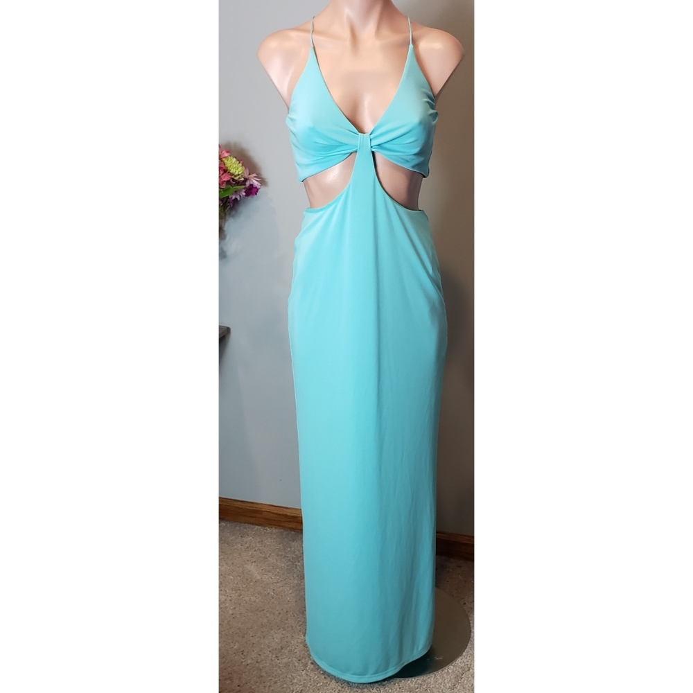 Alice + Olivia Aqua Prom Dress